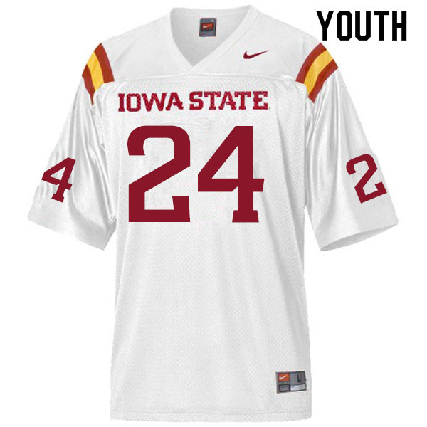 Youth #24 D.J. Miller Iowa State Cyclones College Football Jerseys Sale-White